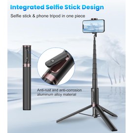 TONEOF Trípode para selfie stick para teléfono celular de 67 pulgadas, soporte todo en 1 con control remoto inalámbrico integrado, portátil, ligero, extensible para iPhone/Android (negro) Visita la tienda de TONEOF