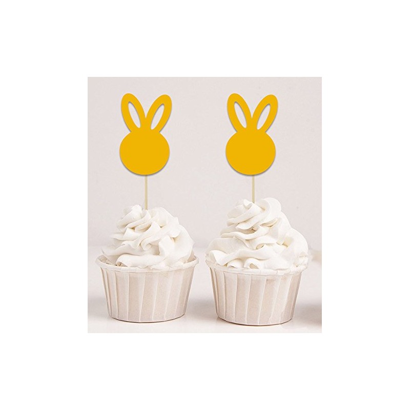 Darling Souvenir, Yellow Easter Bunny Rabbit Cupcake Toppers Dessert Decoration