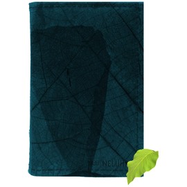 NELUHA Notebook A5 Blank Refillable Teak Leaves Vegan Sustainable Leather Alternative Diary Book Journal Book Cover Travel (Blue)