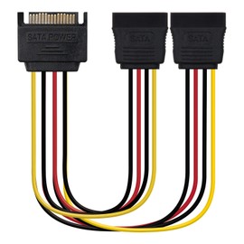 Brightium SATA-Stromkabel mit SATA-Stecker auf zwei SATA-Buchsen, Länge 30 cm, ideal für Systeme, die mehrere SATA-Stromanschlüsse von einem einzigen Ausgang benötigen
