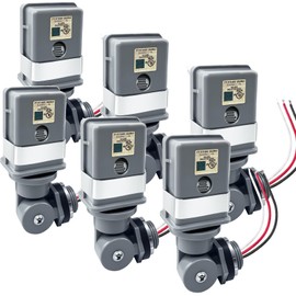 Ensayeer 6 Pack Waterproof Photocell Sensors for Outdoor Lights, 120V AC 50/60Hz Photocells with 16-Gauge Wire & Swivel Mount, Dusk to Dawn Photoelectric Switch for Backyard, Barns & Outdoor Lighting