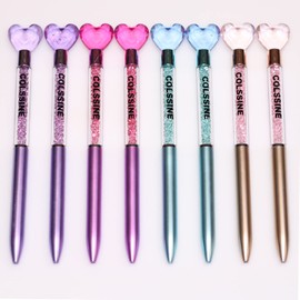 COLSSINE 12 Pack Love Shaped Glitter Pens Ballpoint pen for School and Office (STYLE 1)