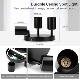 wowatt wowatt Deckenstrahler LED Schwenkbar GU10, 3 Flammig Rund, Deckenleuchte Deckenlampe Spot Schwarz, Modern Strahler Deckenspot fr Kche, Schlafzimmer, Wohnzimmer (Ohne Leuchtmittel)