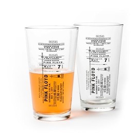 Black Lantern Set of 2 Pint Glasses – Pink Floyd Concert Ticket Pint Glasses - 16oz Beer Glasses Highball Water Glasses Cups - Rock and Roll Music History Beer Glasses for Cocktails and Craft Beer