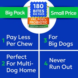 BARK&SPARK Vet Strength Dog Probiotics for Gut Health & Digestive Enzymes - Gas, Diarrhea, Constipation Relief Chewables - Allergies Itchy Skin - Dogs Digestive Health - Probiotics for Dogs (180 Ct)