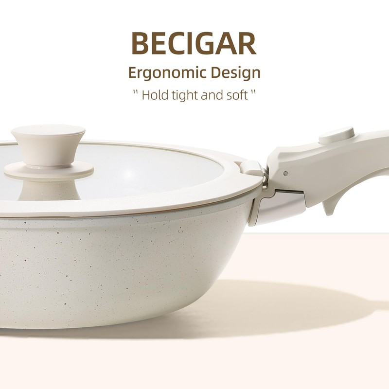 BECIGAR 23PCS Ceramic Pots and Pans Set,Nonstick, Removable Handle Pots