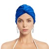 Women Pleated Fabric Swim Cap Elastic Long Curly Hair Bathing