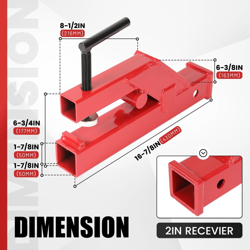 ECOTRIC Clamp On Trailer Hitch 2" Ball Mount Receiver Adapter