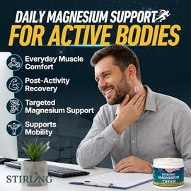 STIRLING Magnesium Cream - 4000mg Hemp Seed Oil, Magnesium, Arnica - Supports Joint Mobility, Muscle Comfort & Back Function - Made in USA with Premium Ingredients