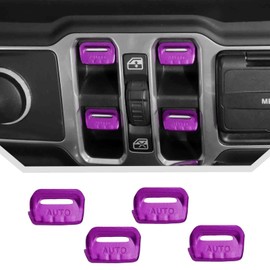 JeCar for Jeep Window Switch Button Cover Trim Interior Accessories for Jeep Wrangler JL JLU Gladiator JT 2018-2024 2025+ (Purple Aluminum Alloy)