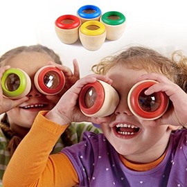 OFKP 4Pcs Wooden Kids Toy Bee Eye Effect Mini Magic Kaleidoscope to Observe The Colorful World Funny Children Gifts