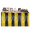 2 Packs Metallic Foil Fringe Table Skirt Black Gold Tinsel