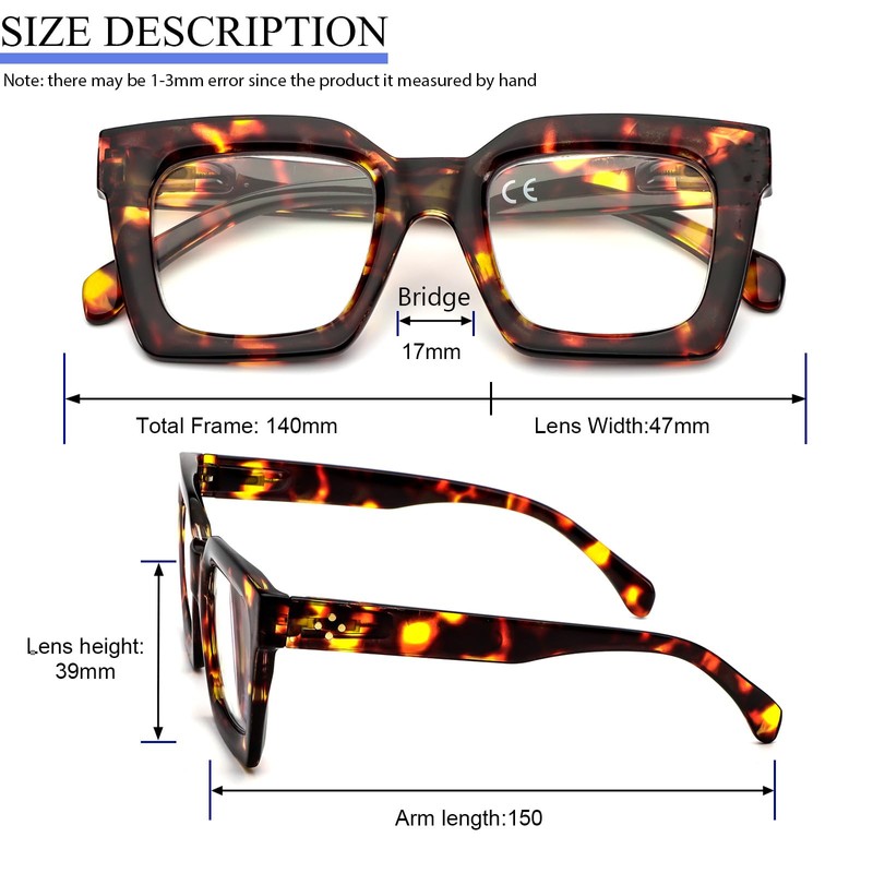 REAVEE 3 Pack Oprah Style Oversized Reading Glasses for Women