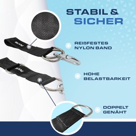 ELANI - Extra Robust Strap Carabiner 2X - Ideal as a Swing Holder for Door Frame, Gym Rings Attachment - 40 cm Long Cuff Hook with Carabiner