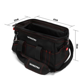 WORKPRO 16-inch Close Top Wide Mouth Tool Storage Bag with Water Proof Rubber Base, W081022A, 16"
