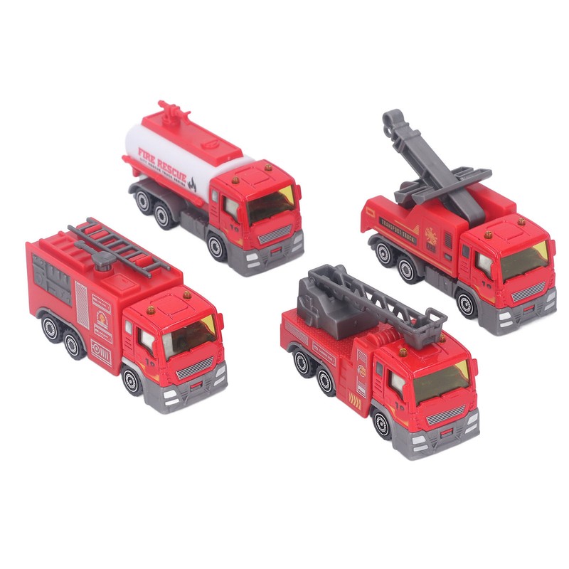 4Pcs 1: 32 Fire Truck Toy Set High Simulation Pull