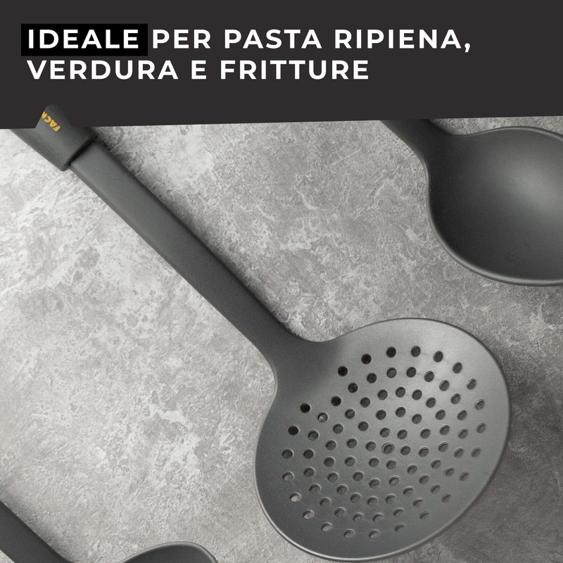Fackelmann Set 2 Mestoli Schiumarola e Paletta Forata in Nylon,