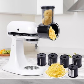 Slicer & Shredder Grater Attachment Compatible with KitchenAid Stand Mixer, 5 Blades Cheese Grater Attachment,Salad Machine with Vegetable Slicer, Salad Maker
