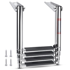 Marinebaby Heavy Duty Boat Telescopic 4 Step Ladder,Stainless Steel Swim Platform Telescoping Ladder,Extendable Step for Boat Yacht
