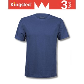 Kingsted Men's T-Shirts Pack - Royally Comfortable - Super Soft Cotton Blend - Short Sleeve Tagless Crewneck - Plain Colored Classic Tees (3 Pack, Cool, Large)