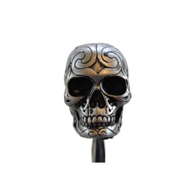 Silver Tone Carved Celtic Zombie Tattoo Skull Head Hot Rod Auto Gear Shift Knob/Decor
