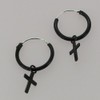 Touch Jewellery 925 Sterling Silver Black Enamel Hoop Earrings With