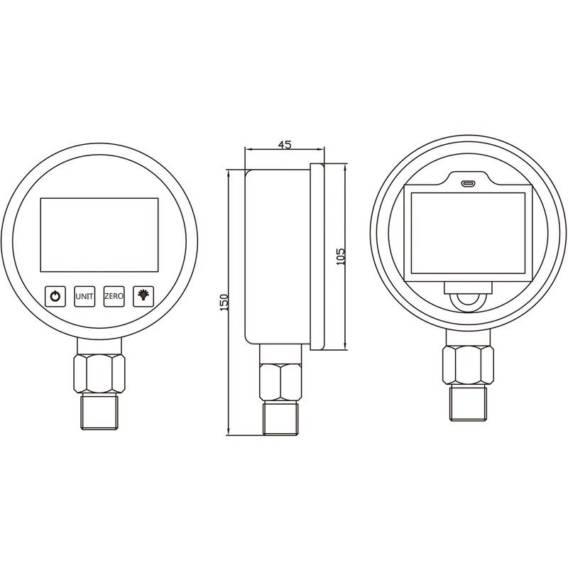 MEASUREMAN 4" dial, High Precision Hydraulic Industrial Digital Pressure Gauge