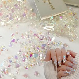 Nalaina Rhinestone Nail Crystal Nail Parts (Approximately 120 Pieces Mixed Style), Large Capacity Set, Nail Stone, Case Included, Diy, High Lighting, Nail Set, For Decorating and Clothing, Mixed