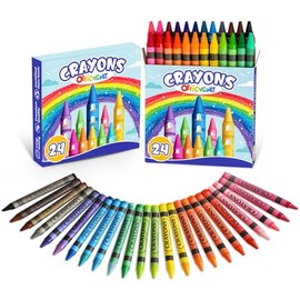 2 Box of Crayons 24 Count, Non-Toxic Crayon for Toddlers 1-3, Assorted Colored Crayons Bulk for Kids Back to School, Coloring & Art Supplies, Classroom Must Haves, Party Favors, Birthday Gifts