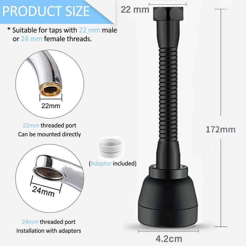JINYOMFLY 3 Modes Tap Attachment Swivelling, 360° Rotating Multifunctional Tap