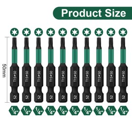 UBESTHS Torx Bit T15, Screwdriver Bits Set 10 Pieces, 1/4 Inch Hex Shank, 50 mm Length with Box