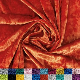 Ice Fabrics Stretch Crushed Velvet Fabric by The Yard - 60/62" Wide Soft Velvety Fabric for Sewing Apparel, Upholstery, Curtains & Decor - 250 GSM - 20% Vertical Stretch - Orange - 3 Yards