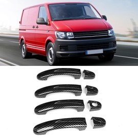 TTCR-II 8 PCS Door Handle Cover Compatible with VW T5 Transporter Door Handle 2003-2015,Exterior Door Handle T6 Transporter 2015-Up For VW Caddy Van Car Door Handle Shell 2004-2015 (Carbon Fibre