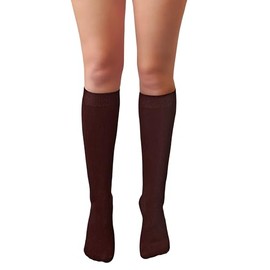 Chapini School Girls Soft Cotton Rich Plain Knee High Socks Uniform UK Foot Sizes 12-3.5 (UK, Age, One Size, Regular, Brown)