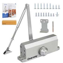 Onarway Door Closer Adjustable Automatic Size 4 Spring Hydraulic for Home & Commercial Use, for 65-85kg Weight Door, Applies Regular, Top Jamb or Parallel Installation