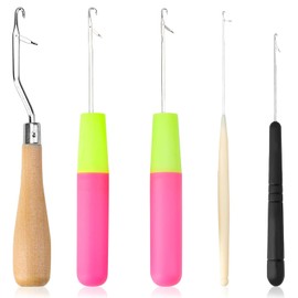 5 Pcs Latch Hook Crochet Needle Set - Small Bent Crochet Hooks, 3.5mm to 6.5mm, Ergonomic Handles, Ideal for Crafting, Rug Making, and Knitting