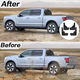 PSLER Fit for F150 Lightning 2021 2022 2023 2024 2025 Mud Flaps Set of 4PCS Mud Guard Kit Splash Guards Mudguards with Hardware Kits Front and Rear for F150 Lightning 2021-2024 2025 Accessories