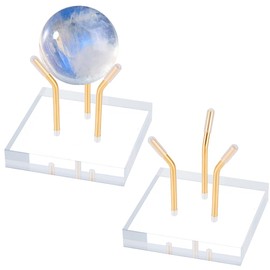 nbeads 2 Sets Gold Metal Arm Display Stand, Crystal Rock Display Stand Easel with Acrylic Base for Crystal Ball Eggs Mineral Geodes Rock 8 x 8 x 7.5 cm