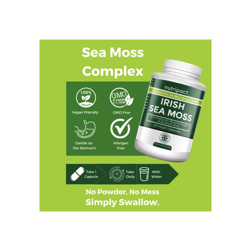 Sea Moss Capsules with Bladderwrack & Burdock Root High Strength