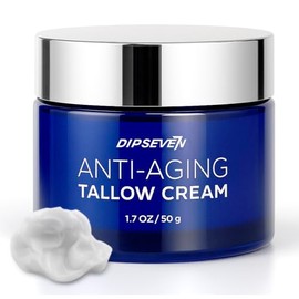 Dipseven Beef Tallow Cream for Men: Mens Anti Aging Face Skin care Moisturizer - Reduce Wrinkles and fine lines for Men, Whipped Beef Tallow with Retinol & Hyaluronic Acid, 1.7 oz
