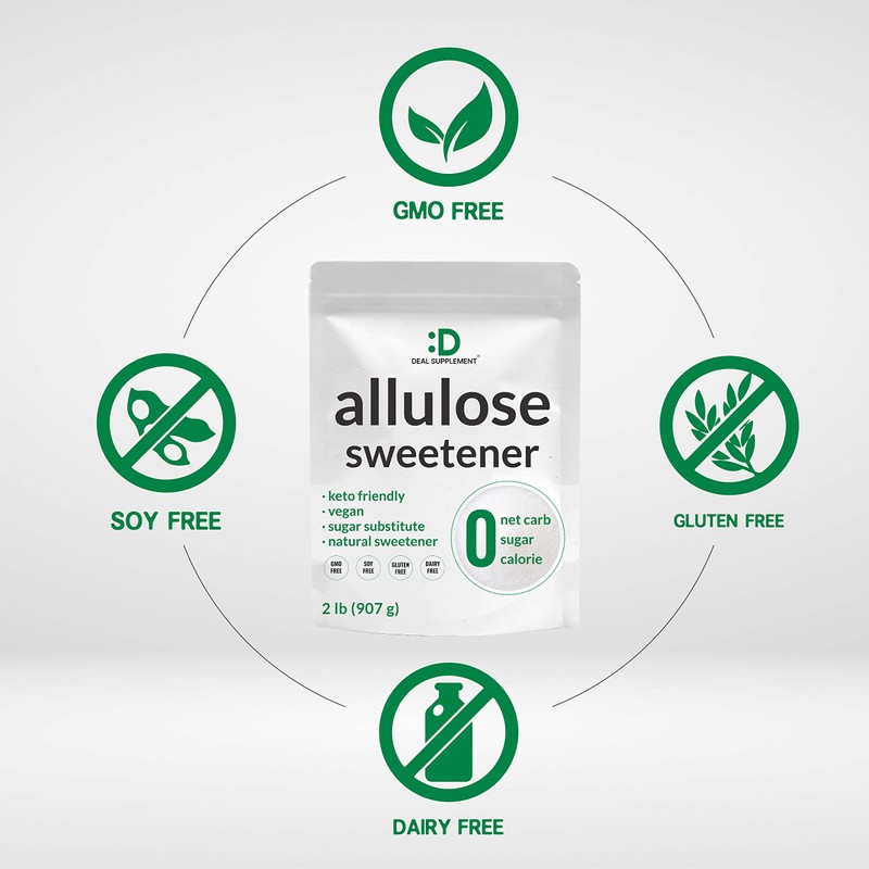 Allulose Sweetener 2 Pounds – Natural Sugar Subsitutes, No Aftertaste