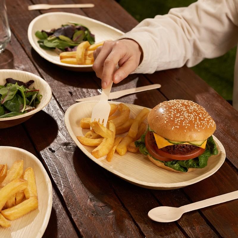 HAAGO Palm Leaf Plates Biodegradable Disposable Plates - Environmentally Friendly