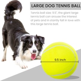 Segzwlor Dog Toy Ball - 9.5" Large Tennis Balls for Small Medium Large Dogs - 2 Pack Inflatable Rubber Dog Toys Ball with Pump & Needle - Funny Interactive Dog Balls Outdoor
