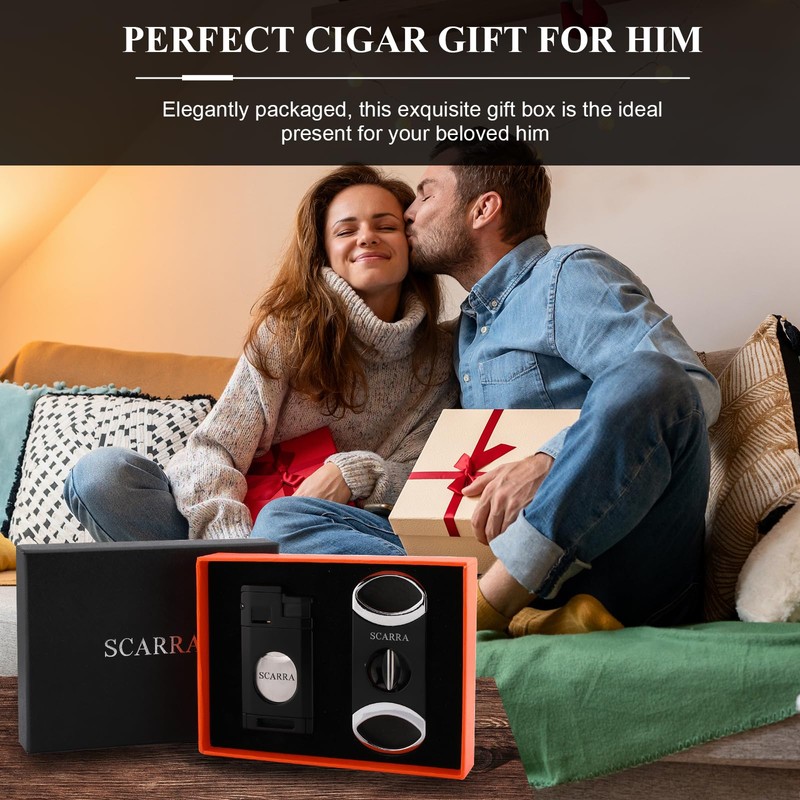 SCARRA Cigar Lighter, Multi-Function Torch Lighter and Cigar Cutter V