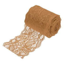 MECCANIXITY 3 Inch Wide 10 Yard Lace Ribbon Floral Pattern Light Brown Lace Trim Ribbon for Sewing Making, and DIY Crafts, Gift Wrapping, Bouquets, Wedding Decor