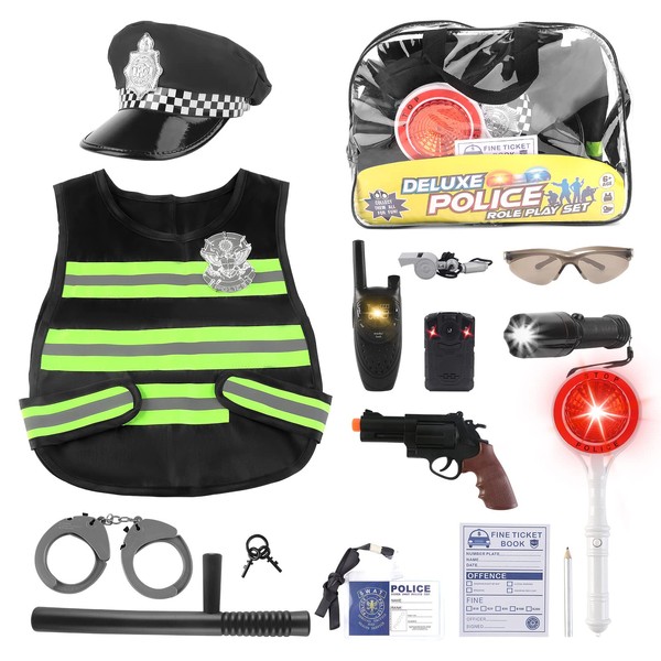 deAO Costume Children's Toy, Police & Military Soldier & Fire Brigade Children's Costume Boys Making, Gift Birthday Christmas (Police)