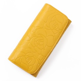 Blanpom BP-1031 Women's Long Wallet, Camellia Embossed Long Wallet, yellow
