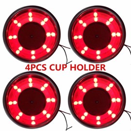 Amruta2015 4Pcs Stainless Steel Cup Drink Holder Red 8 LED Built-in for Marine Boat Truck RV