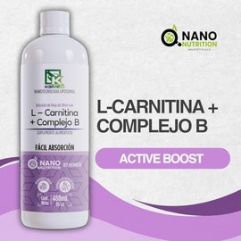 L-Carnitina + Complejo B | Suplemento Líquido de Alta Absorción | Fórmula Liposomal 480ml | 32 Dosis | Nano Nutrition by Kemed