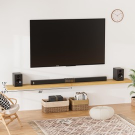 Heimlove Floating Shelves for Wall 48 Inches Long,Oak Floating Shelves Set of 2,Wall Mounted Wood Shelves for Bathroom Bedroom Living Room Kitchen Office,Hanging Shelf for Books Storage Room Decor